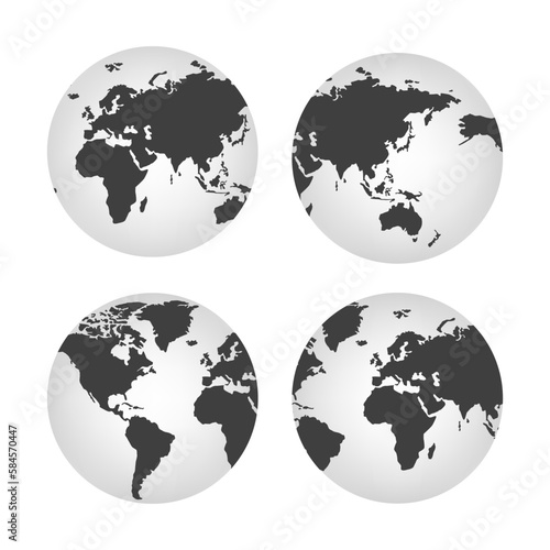 Realistic world map in the shape of a globe. Vector illustration.