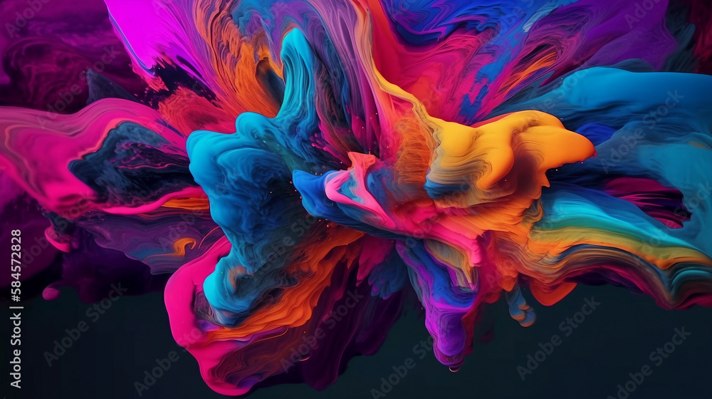 abstract background illustration of a colored floating liquid in the trend colors pink