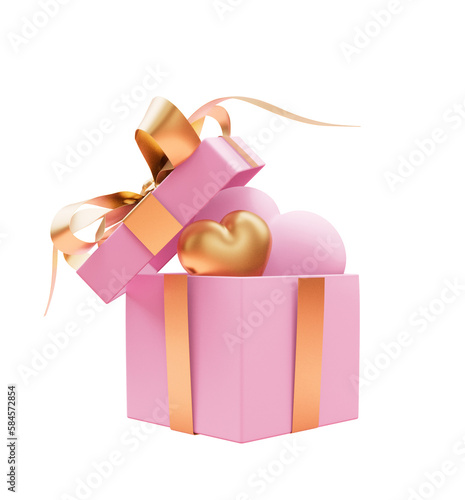 Wallpaper Mural Pink gift box with love balloons icon 3d render cutout Torontodigital.ca