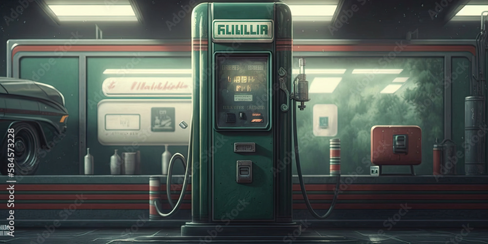 Petrol pump filling. Station for cars - Generative AI Petrol pump filling. Station for cars - Generative AI