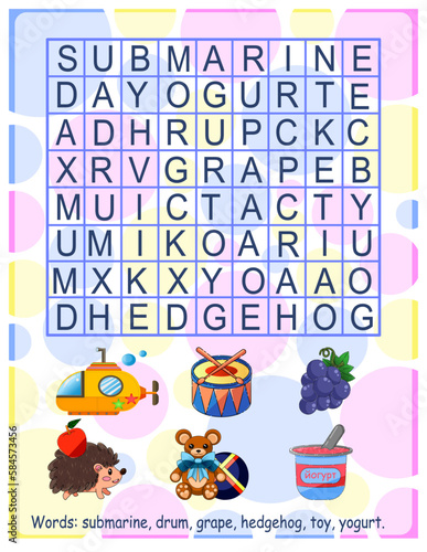A simple crossword puzzle with word search for elementary and middle school children. crossword puzzle. A fun way to practice your understanding of the language and expand your vocabulary. © Olga