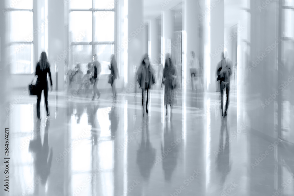 group of people in the lobby business center in monochrome tonality