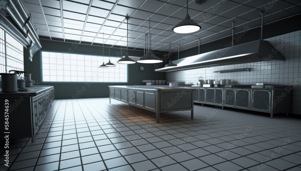 Interior of kitchen in restaurant. Generative AI