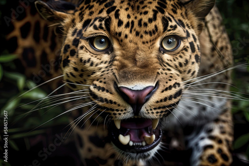leopard face angry up-close, generated AI, generated, AI © dan