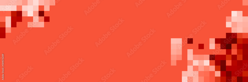 Red pixels textured banner. Abstract pixel background. Old video games ...