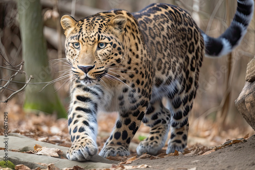 amur leopard stalking prey, generated AI, generated, AI © dan