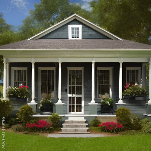 Beautiful colonial house121, Generative AI photo