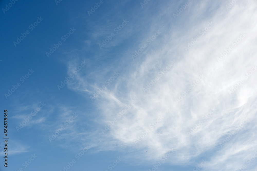 Close-up of blue sky with clouds in Spain.