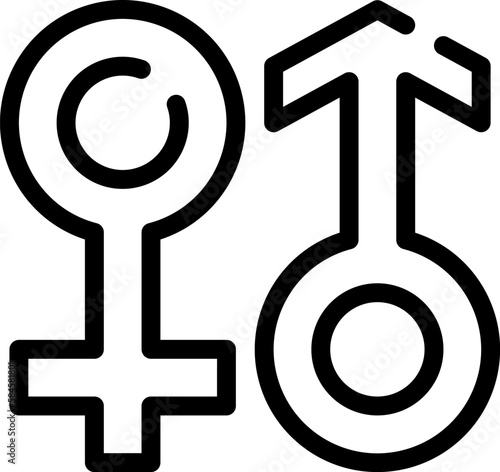 The gender icon representing the biological sexes of male and female. The icon is commonly used in healthcare and medical contexts, particularly in the areas of reproductive health and gender-related 