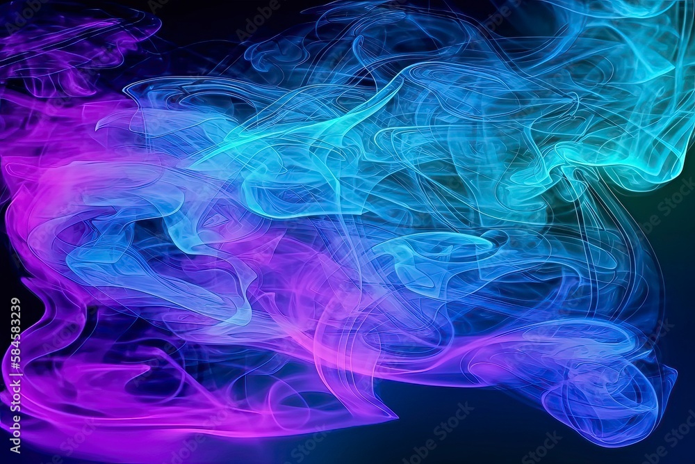 Abstract blue, mint and purple background. Generative Ai