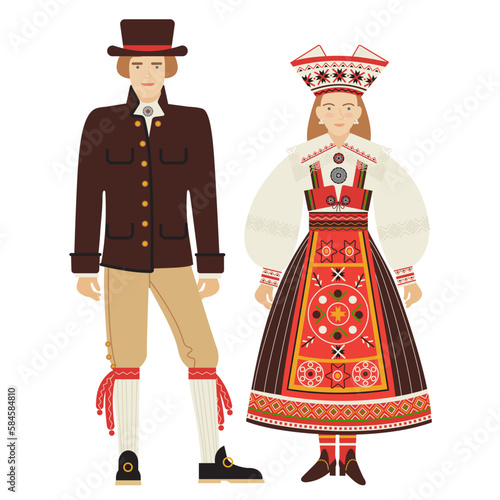 girl and young man in an Estonian folk costume