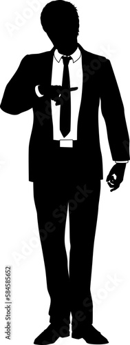 Silhouette business person man in a smart suit and tie.