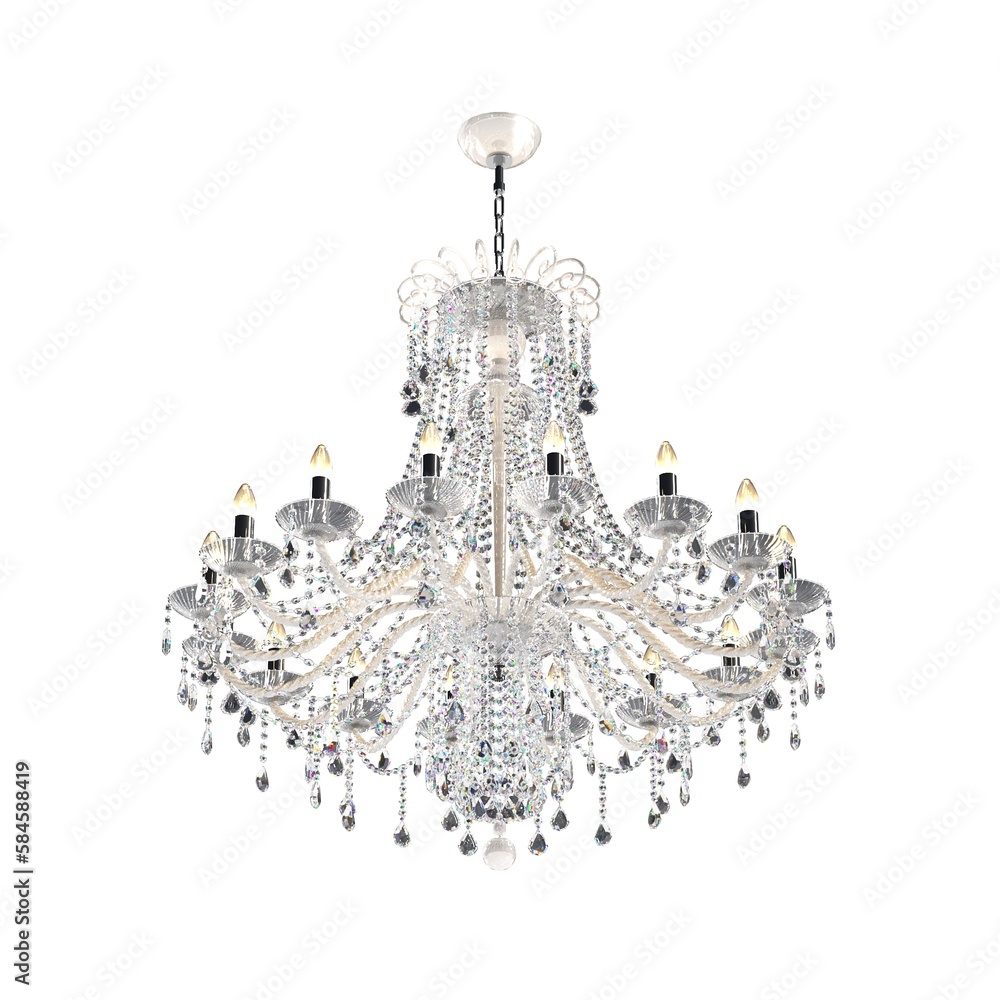 crystal chandelier for the interior isolated on white background, home lighting, 3D illustration, cg render
crystal chandelier for the interior isolated on white background, home lighting, 3D illustration, cg render