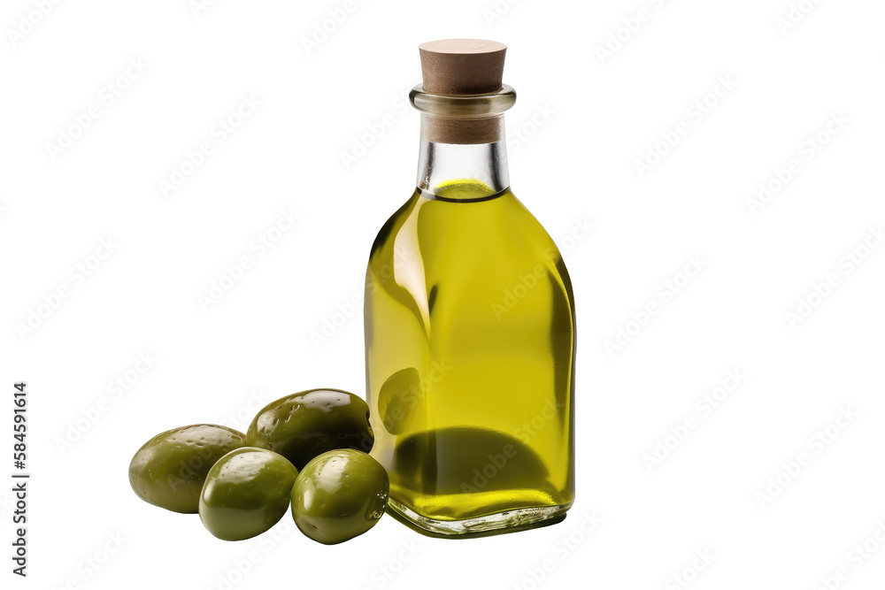 Olive oil isolated on transparent background. generative Ai Olive oil isolated on transparent background. generative Ai