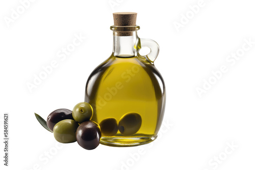 Olive oil isolated on transparent background. generative Ai