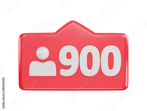 900 social media follower icon 3d rendering vector illustration