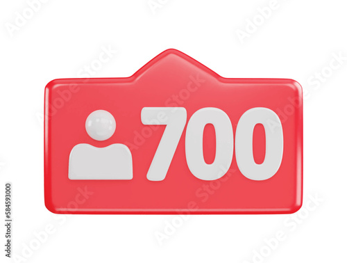 700 social media follower icon 3d rendering vector illustration