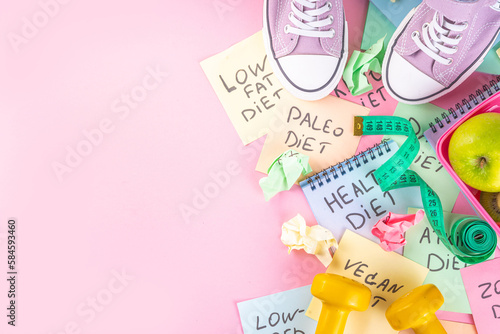 Fényképezés Slimming, Diet choice flat lay