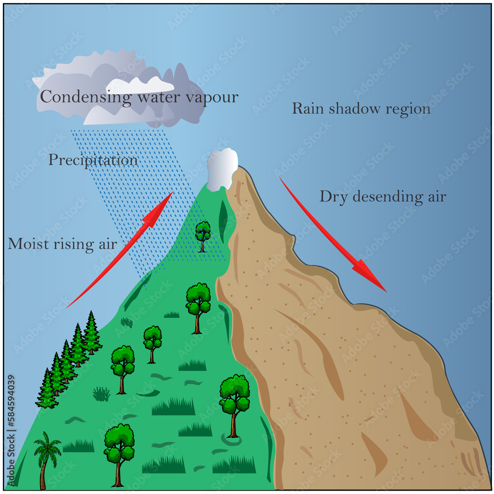 distinguish between the windward and leeward side of a mountain