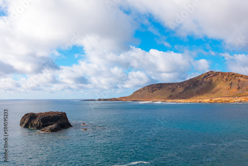 Isleta Gran Canaria scenery . Mirador Norte de Las Coloradas . Rock in the ocean water