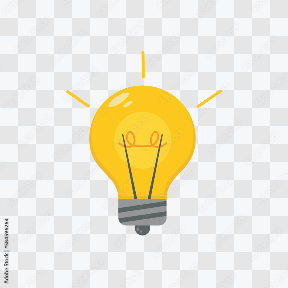 Single Light bulb icon sign and symbol isolated on transparent background. Bright shining vivid bulb element. Light bulb on icon for website design and mobile app development. Single Light bulb icon sign and symbol isolated on transparent background. Bright shining vivid bulb element. Light bulb on icon for website design and mobile app development.