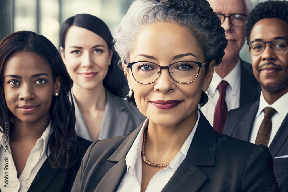 group business portrait of a team of men and women in suits. generative AI group business portrait of a team of men and women in suits. generative AI