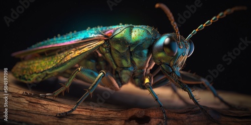 Käfer Insekt mit irisierenden Körper und Flügel Nahaufnahme, ai generativ © www.freund-foto.de