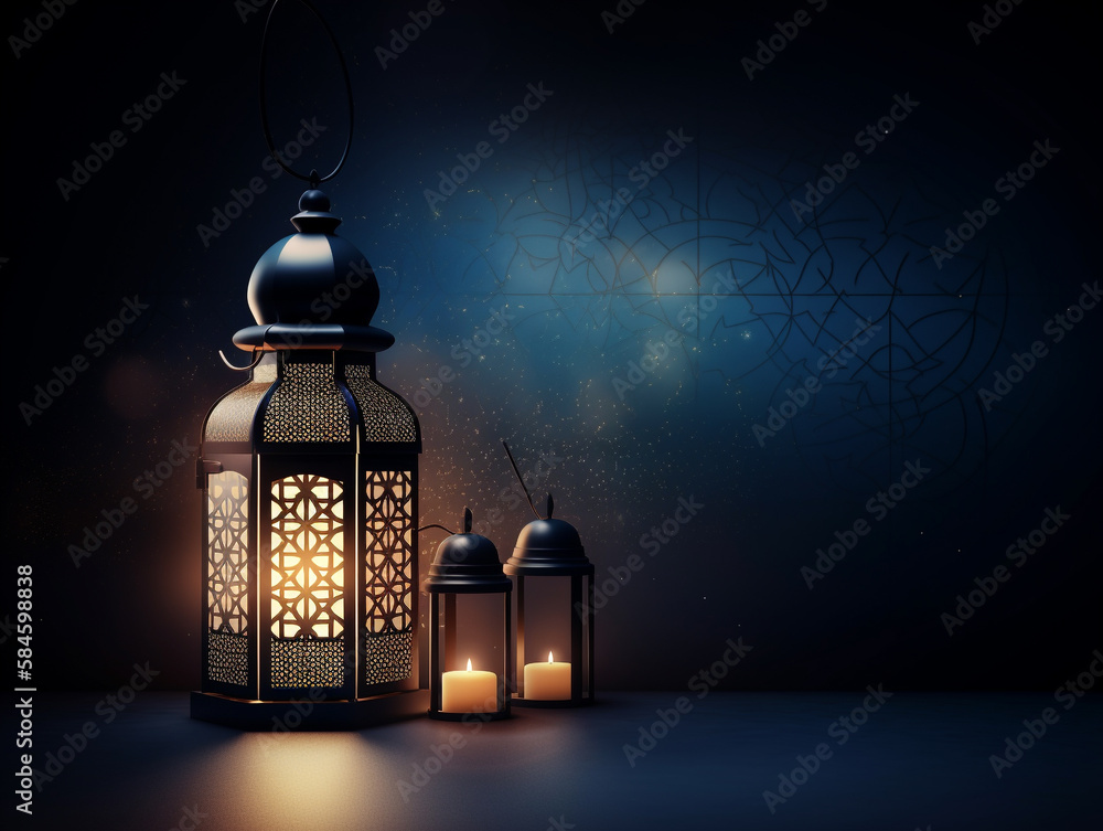 Copy space for ramadan and islamic background and lantern 