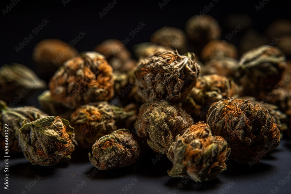 Cannabis Bud Orange Nugget Weed Hemp Macro Stock Illustration