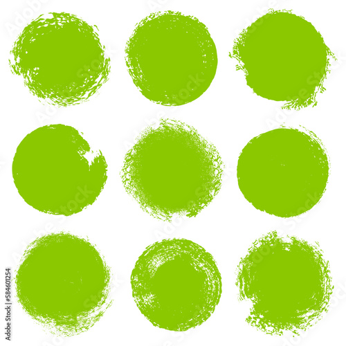 Neun Runde Grüne Pinselstriche Kratzer Set