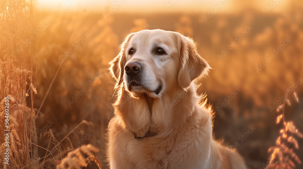 Beautiful golden retriever adult dog in a woodland outdoor sunlit, countryside setting. Beautiful golden retriever adult dog in a woodland outdoor sunlit, countryside setting.