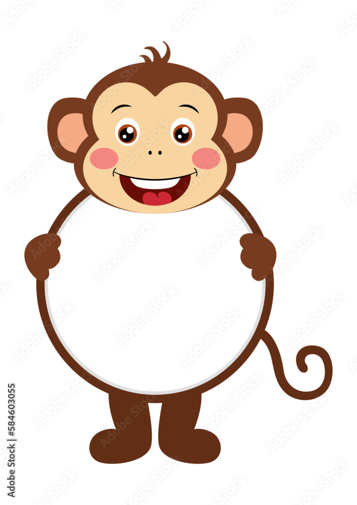 Fotografie Cute monkey with circle blank sign