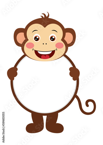 Photography Cute monkey with circle blank sign