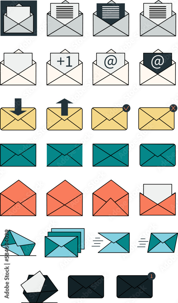 Message mail icon vector set.