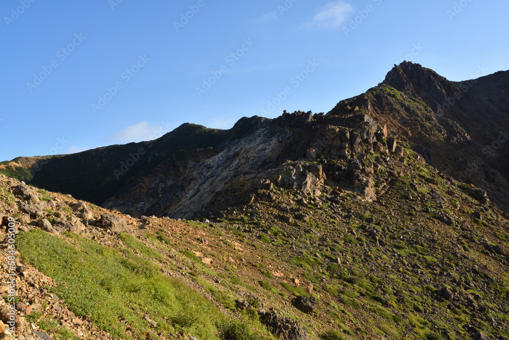 Climbing mountain ridge, Nasu, Tochigi, Japan Climbing mountain ridge, Nasu, Tochigi, Japan