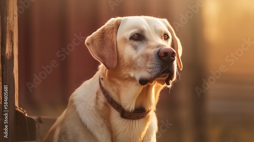 Active, and alert purebred labrador retriever dog outdoors