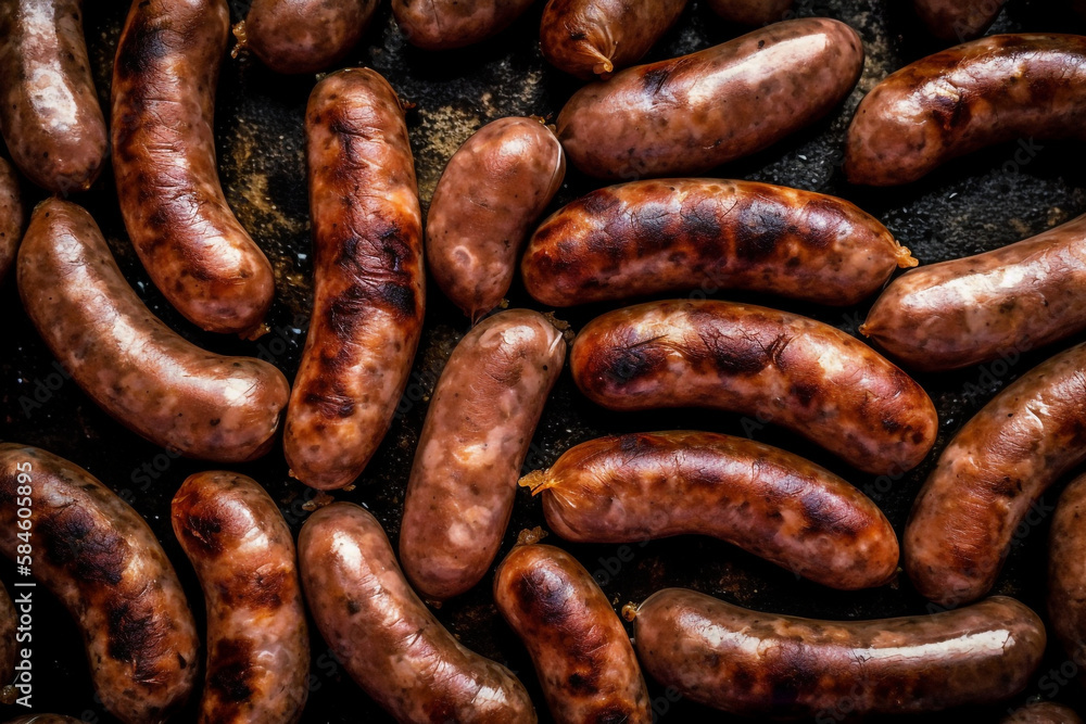 sausages, top view. generative ai
