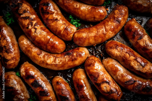 sausages, top view. generative ai

