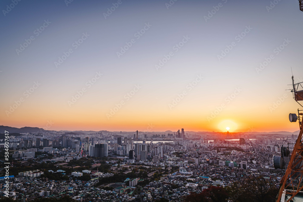 Coucher du soleil à Séoul en Corée du Sud