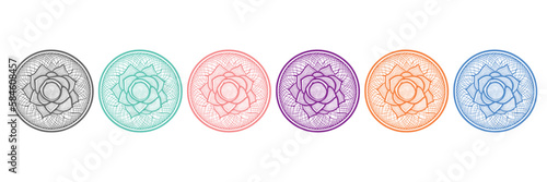 Six Color Nice One Roses Vector artwork coloring page, coloring book, leaves, black outline hand drawn sketch. Vector element for natural, wedding design, plant, coloring book, vector.