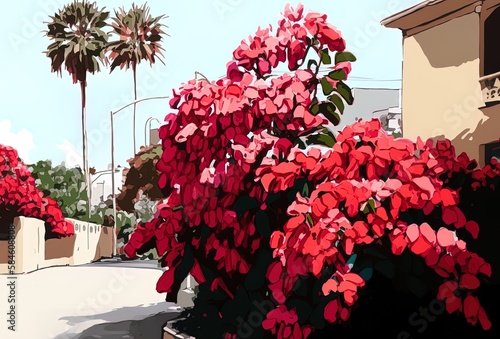 L.A.'s signature red flower, the bougainvillea, is a California native. Generative AI photo