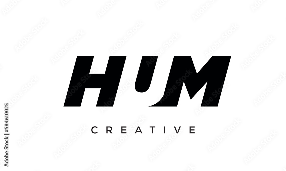 HUM letters negative space logo design. creative typography monogram vector HUM letters negative space logo design. creative typography monogram vector