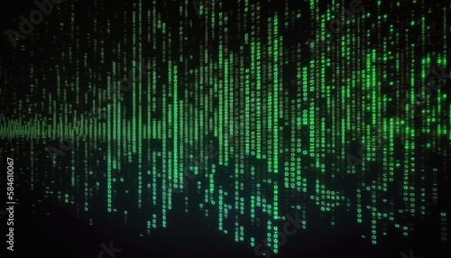 Falling numbers of binary code of the matrix digital dark background with noise effect corrupted code