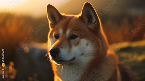 Shiba inu dog outdoors. Red-haired Japanese dog © MD Media
