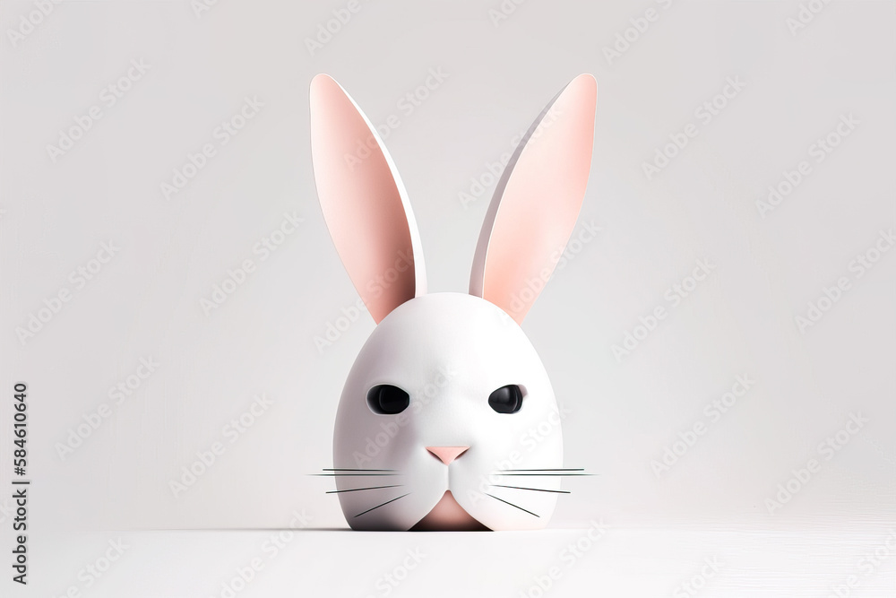 figure of a white rabbit's head on a white background