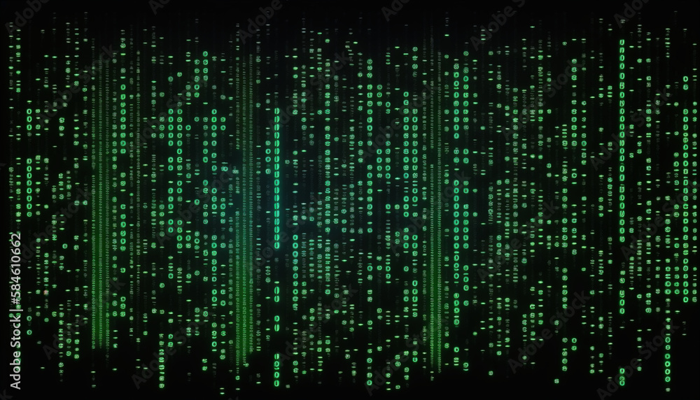 Falling numbers of binary code of the matrix digital dark background with noise effect corrupted code Falling numbers of binary code of the matrix digital dark background with noise effect corrupted code