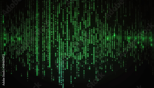 Falling numbers of binary code of the matrix digital dark background with noise effect corrupted code