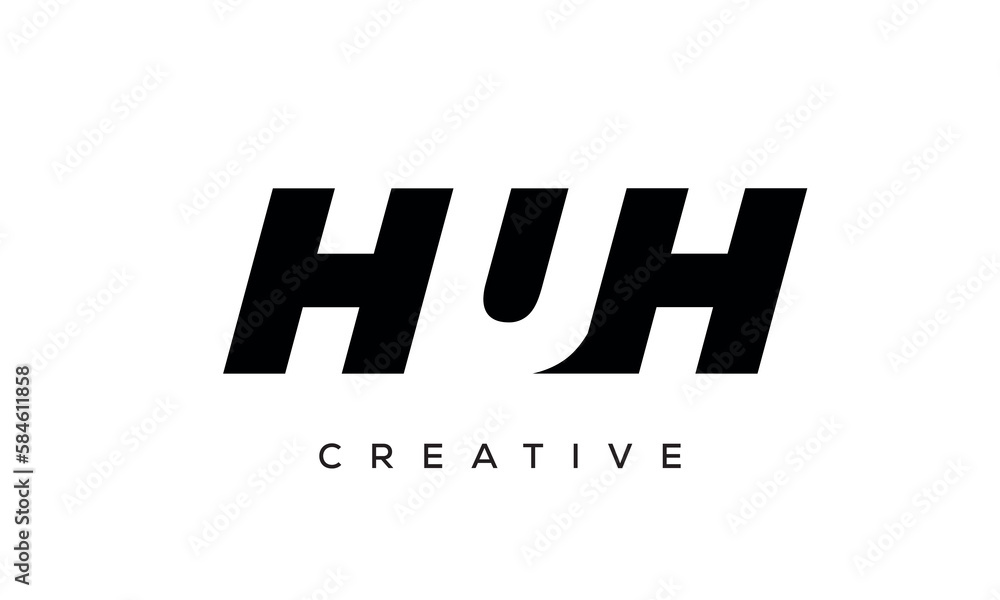 HUH letters negative space logo design. creative typography monogram vector	