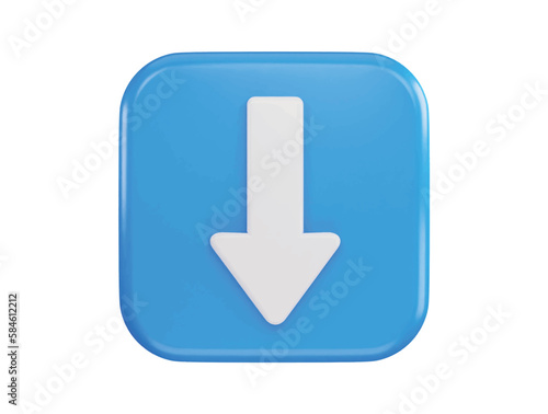 down arrow icon 3d rendering vector illustration