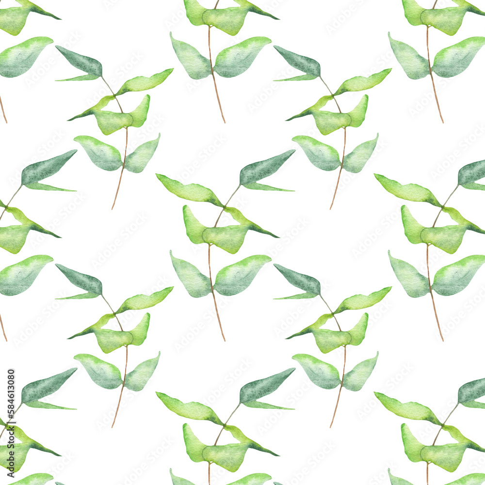 Pattern of watercolor green leaves elements.Botanical pattern solated on white background suitable for Wedding Invitation, save the date, thank you, or greeting card. Pattern of watercolor green leaves elements.Botanical pattern solated on white background suitable for Wedding Invitation, save the date, thank you, or greeting card.